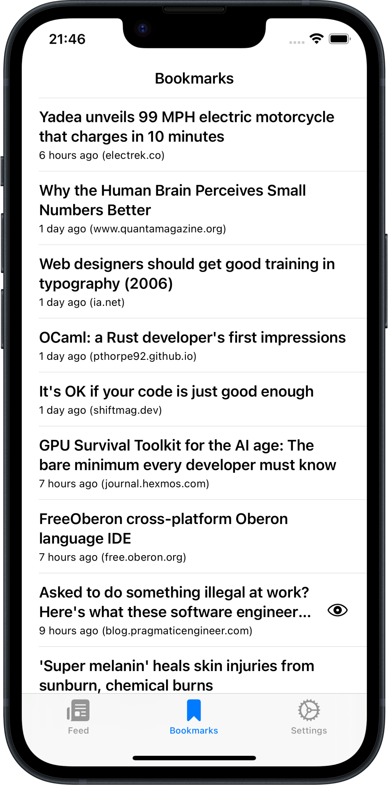 Bookmarks Screenshot